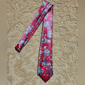 Vintage Red / Blue 100% Silk Paisley Tie